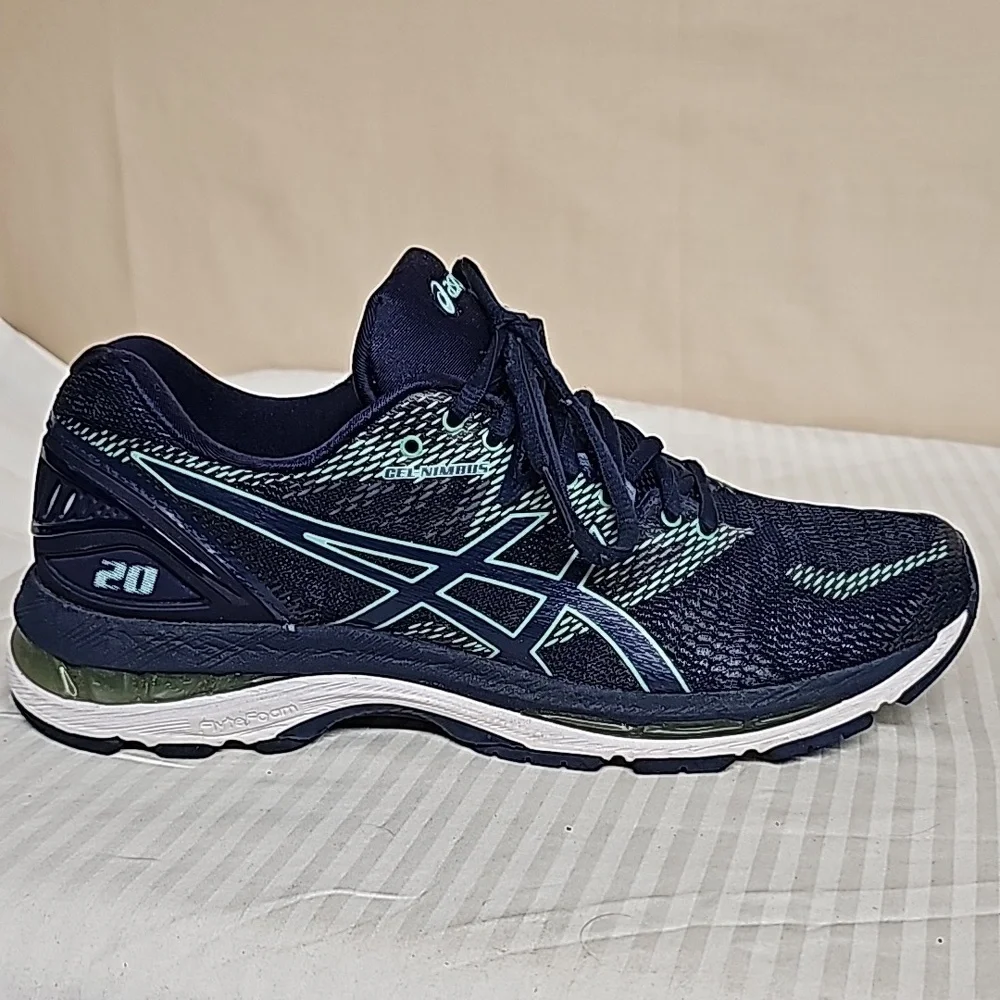 Asics Women's Navy and Aqua Running Sneakers